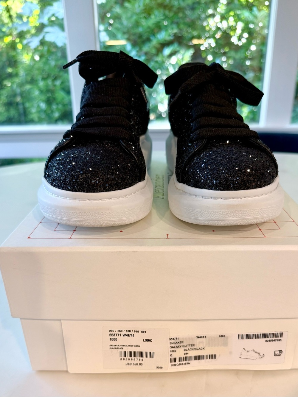 Alexander McQueen black glitter sneakers